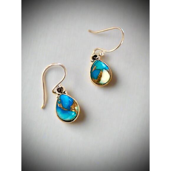 River Lights on Ice Teardrop Earrings | Montana Silversmiths Ice Blue Dahlia Tear Drop Pear Shape Sterling Dangle Earrings